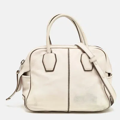 Tod's Off White Leather Miky Satchel In Neutral