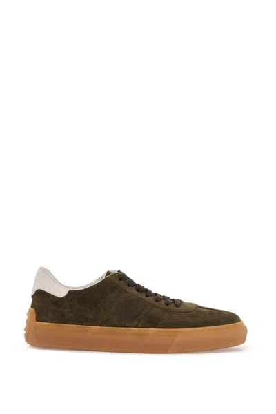 Tod's Olive Green Suede Lace-up Shoes With Non-slip Sole Men