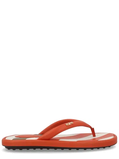 Tod's Orange Calfskin Flats