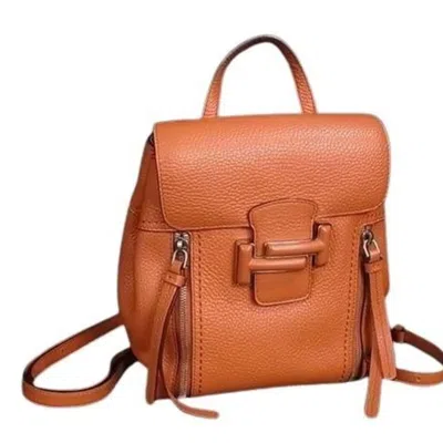Pre-owned Tod's Orange Leather Backpack ()