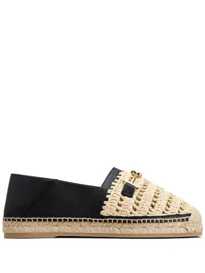 Tod's Woven-raffia Leather Espadrilles In Nero
