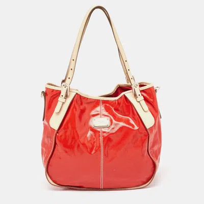Tod's Patent And Leathre G Sacca Piccola Hobo In Red