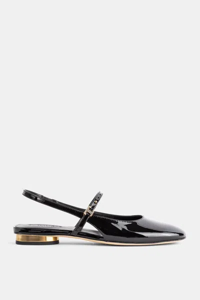 Tod's Patent Leather Slingback With Gold Heel Slingback Heel In Black