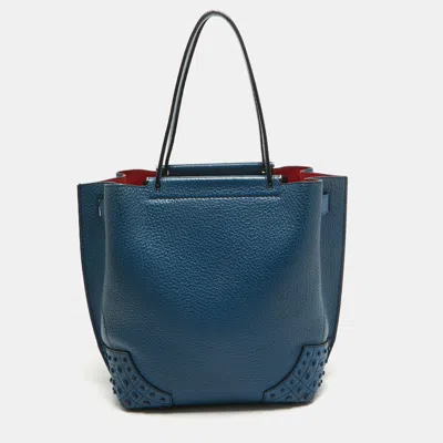 Tod's Pebble Leather Wave Tote In Blue