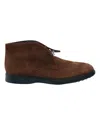 Tod's Pebbled Sole Lace-up Ankle Boots In Brown Suede In Brown
