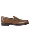 Tod's Penny Loafer Moccasin Shoes With Fine Stitching In Brown