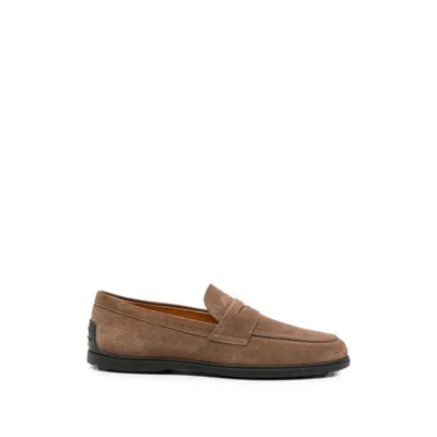 Tod's Penny Loafer Suede Loafer In Brown