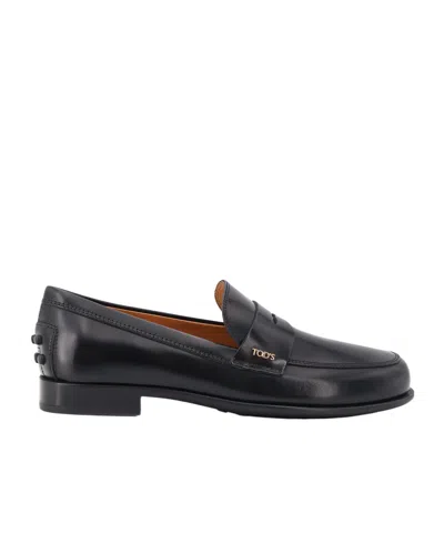 Tod's Leather Loafers With Gommini Detail On The Back In Black