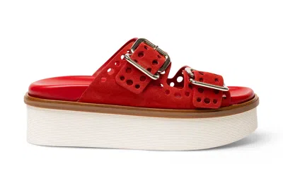 Tod's Perforated Buckle Platform Sandals In Red