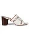 Tod's Perforated Block Heel Sandals In White