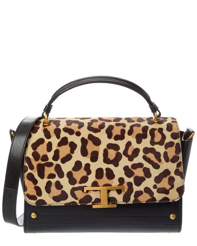 Tod's Tods Piccola Leather Shoulder Bag In Animal Print