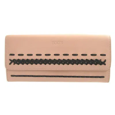 Pre-owned Tod's Pink Leather Long Wallet (bi-fold) ()