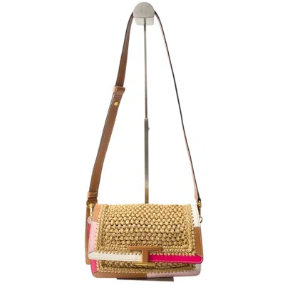 Pre-owned Tod's Pink Raffia Leather Handbag Shoulder Bag () In Multi
