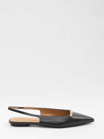 Tod's Leather Flat Ballerinas With Gold-tone Detail In Animal Print