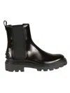 Tod's Polished Leather Ankle Boots In Black