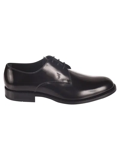Tod's Polished Leather Lace-up Francesina Shoes In Black