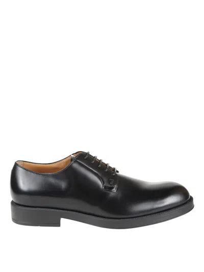 Tod's Polished Leather Lace-up Shoes With Rounded Toe In Black