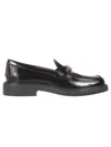 Tod's Polished Leather Loafers With Decorative Emblem In Black