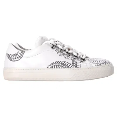 Tod's Printed Low Top Sneakers In White Leather