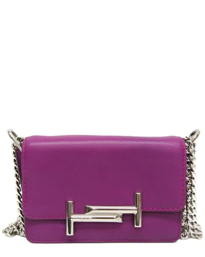 Pre-owned Tod's Purple Leather Shoulder Bag (authentic Pre-loved)
