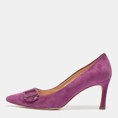 Tod's Purple Suede Buckle Pumps