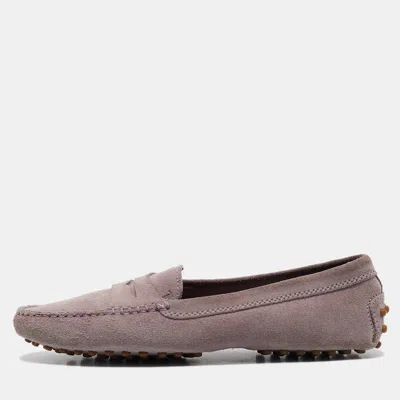 Tod's Purple Suede Gommino Slip On Loafers