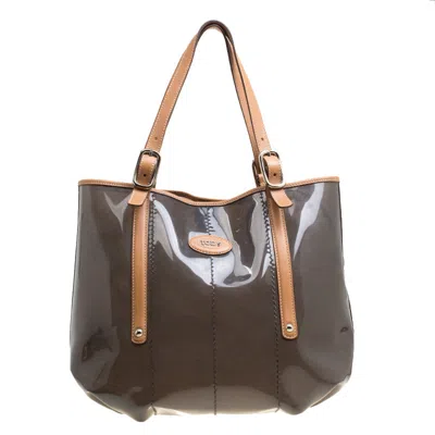 Tod's Pvc And Leather Tote In Brown