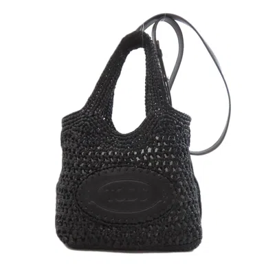 Pre-owned Tod's Raffia Leather Handbag () In Black