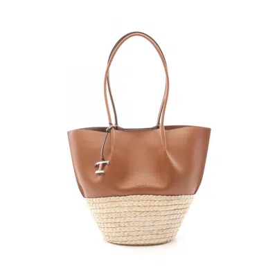 Pre-owned Tod's Raffia Leather Tote Bag () In Multi