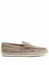 Tod's Suede Round Toe Slippers With Rubber Sole In Grey