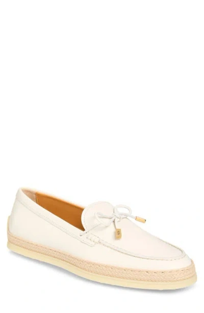 Tod's Raffia Trim Boat Shoe In White