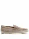 Tod's Suede Round Toe Slippers With Rubber Sole