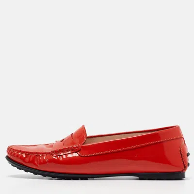 Tod's Red Patent Leather Gommino Loafers