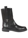 Tod's Refined Black Leather Ankle Boots With Block Heel In Black