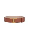 Tod's Reversible Hammered Leather Belt With Logo Buckle
