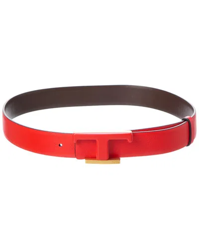 Tod's Reversible Leather Belt In Red