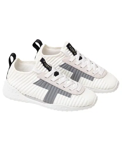 Tod's Ribbed Leather Sneaker In Neutral