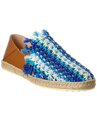 Tod's Rope & Leather Espadrille In Blue