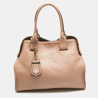 Tod's Rose Poudre Leather Cape Tote In Beige