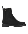 Tod's Suede Ankle Boots With Round Toe And Elastic Inserts In Black