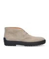 Tod's Suede Ankle Boots With Textured Rubber Sole In Brown
