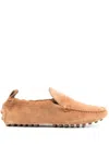Tod's Mocassini Gommino Arricciati In Pelle Scamosciata In Brown