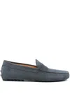 Tod's Bisquit Leather Moccasin With Rubber Sole In Blue