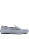Tod's Rubber Moccasin In Suede Leather In Blue
