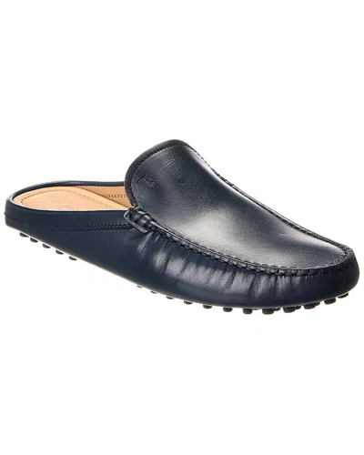 Tod's Sabot Leather Loafer In Blue