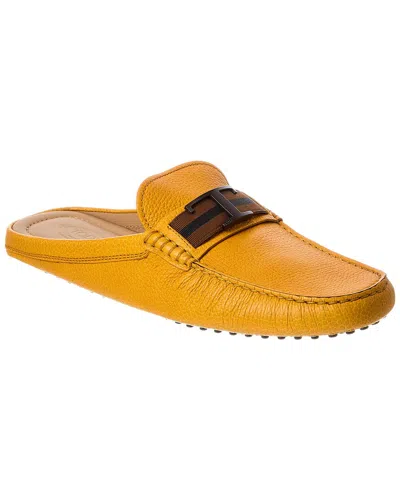 Tod's Sabot Leather Mule In Yellow