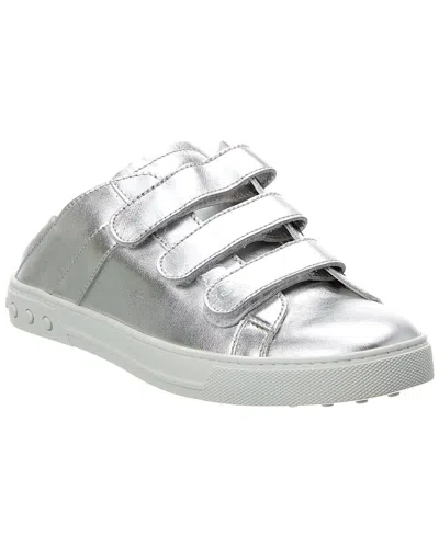 Tod's Sabot Leather Sneaker In Silver