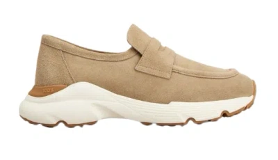 Tod's Sand Beige Suede Sneaker In Animal Print