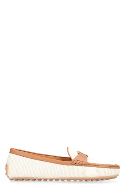 Tod's City Gommino Fabric Loafers In White
