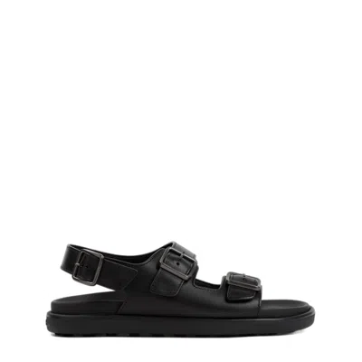 Tod's Leather Sandals Metal Hardware In Black